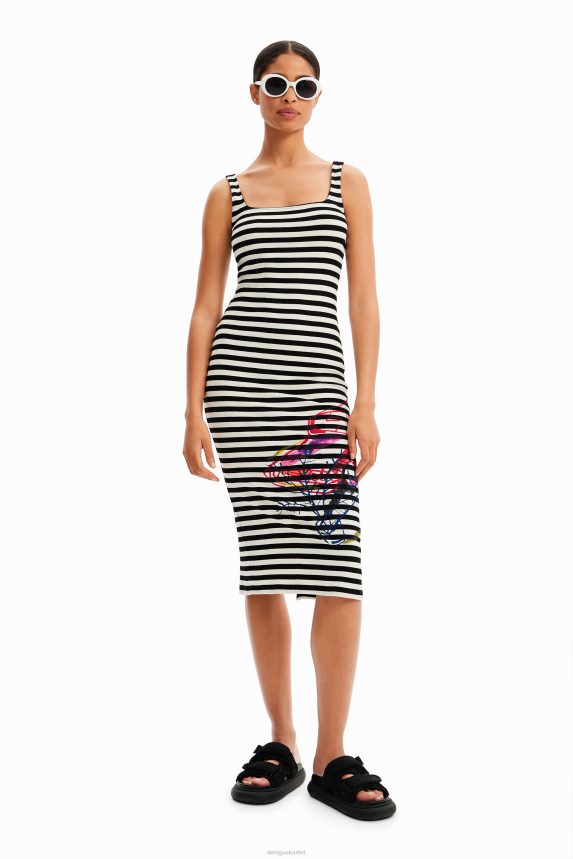 Women DesigualStriped slim strappy dress Clothing 68X240394