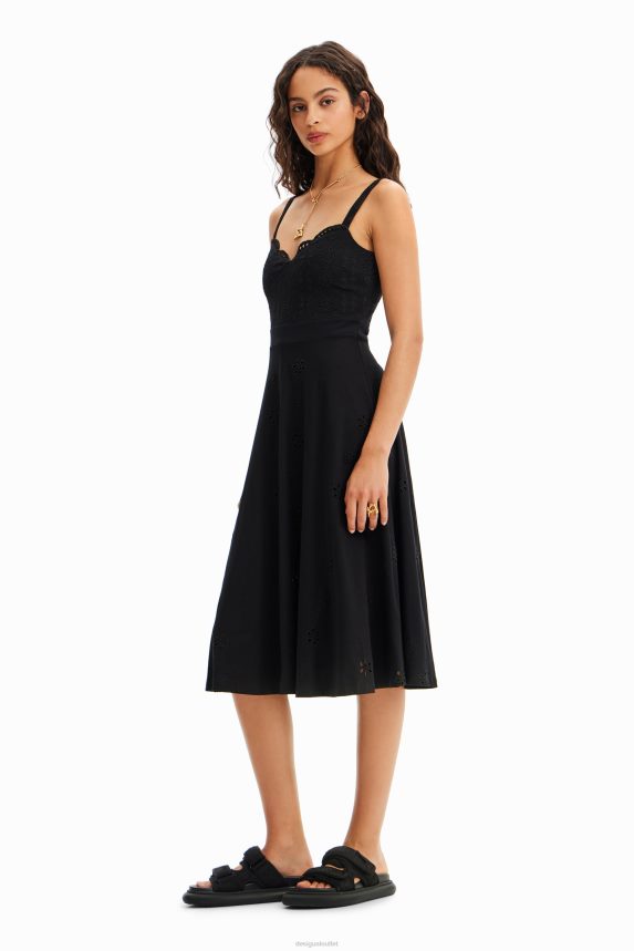 Women DesigualSwiss embroidery midi dress Clothing 68X24038