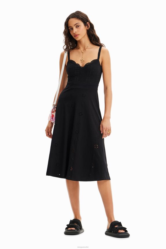 Women DesigualSwiss embroidery midi dress Clothing 68X24038