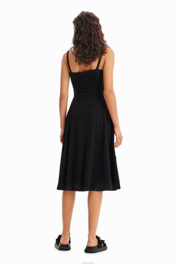 Women DesigualSwiss embroidery midi dress Clothing 68X24038