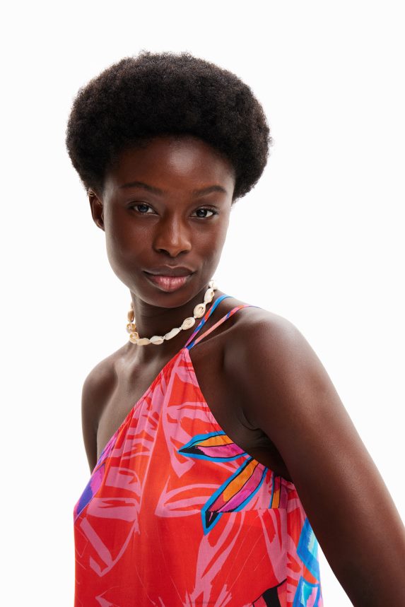 Women DesigualTropical asymmetric midi dress Clothing 68X240550