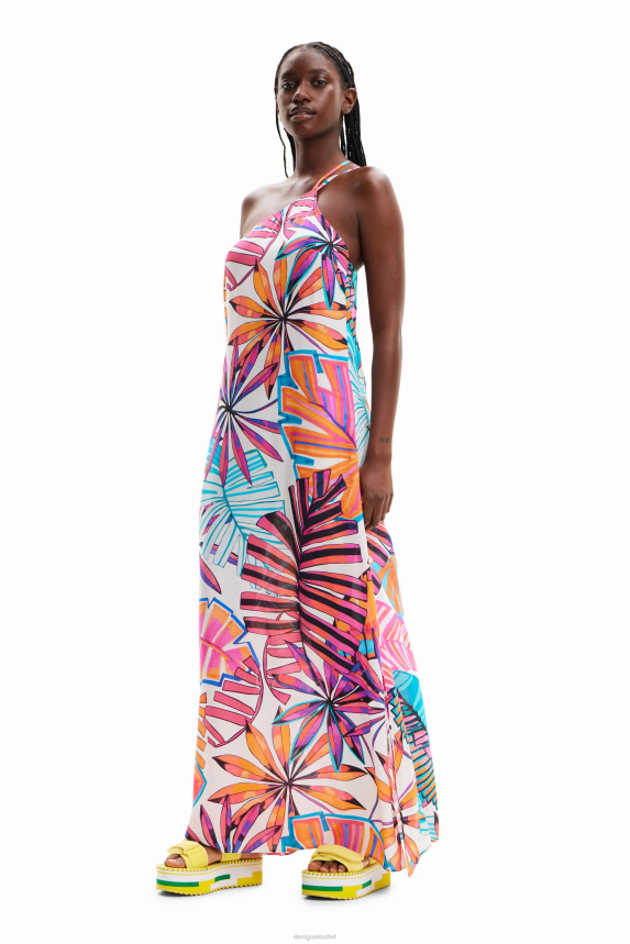 Women DesigualTropical asymmetric midi dress Clothing 68X240888
