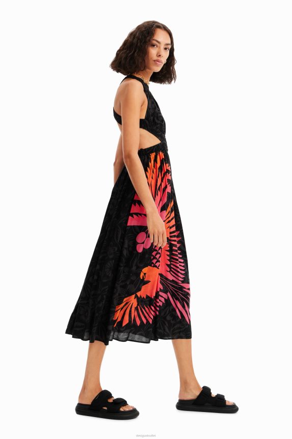 Women DesigualTropical cut-out midi dress Clothing 68X240960