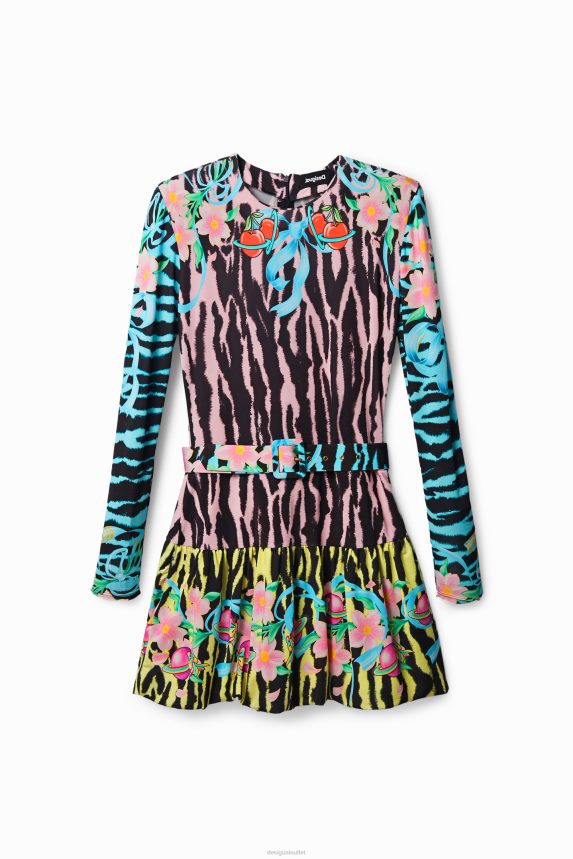 Women DesigualZebra slim short dress Clothing 68X2401126