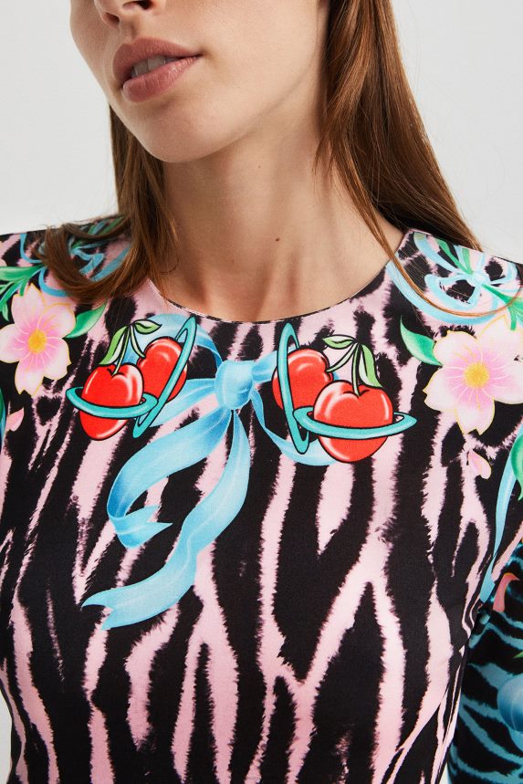 Women DesigualZebra slim short dress Clothing 68X2401126