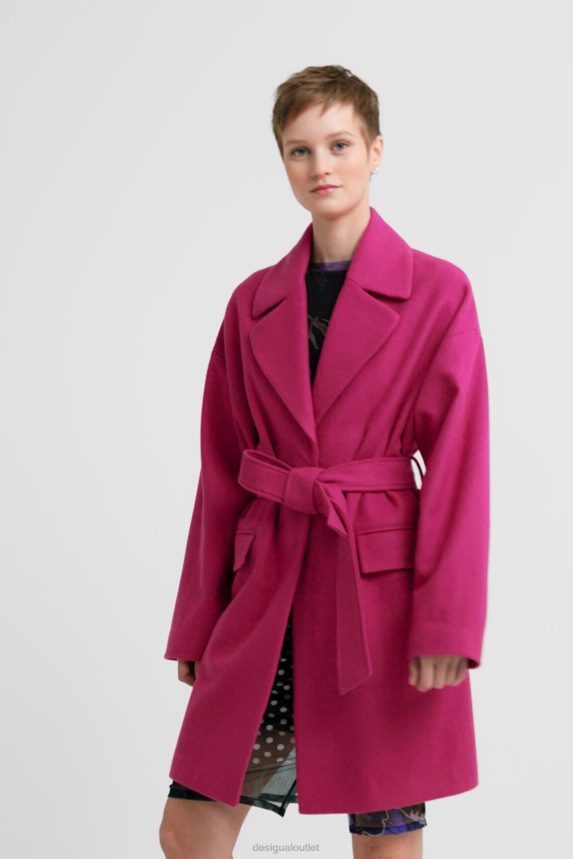 Women Desigual3/4 wool coat belt Clothing 68X2401028