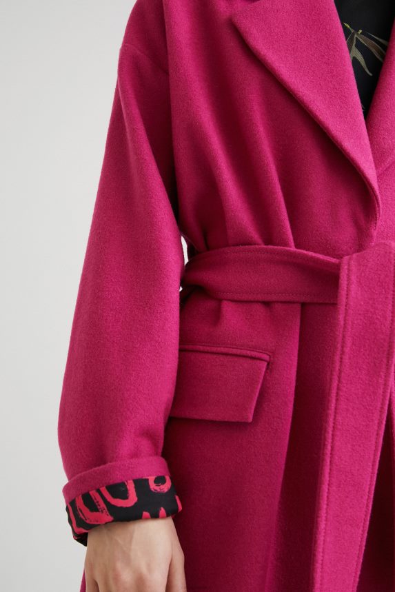 Women Desigual3/4 wool coat belt Clothing 68X2401028