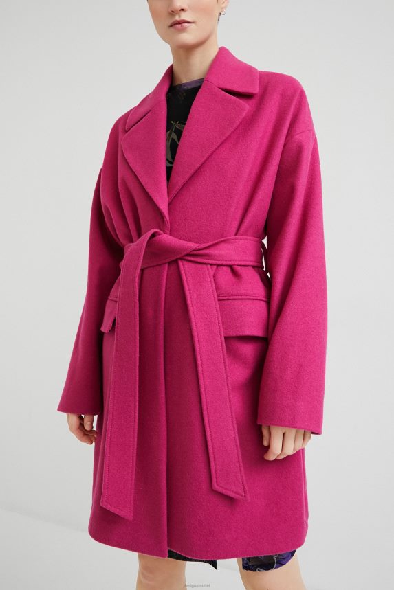 Women Desigual3/4 wool coat belt Clothing 68X2401028