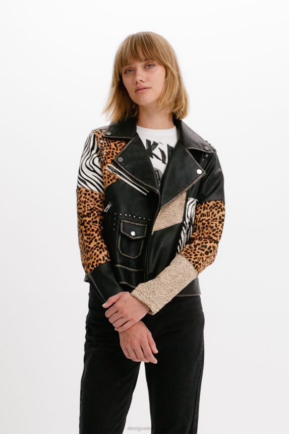 Women DesigualAnimal print biker jacket Clothing 68X240246