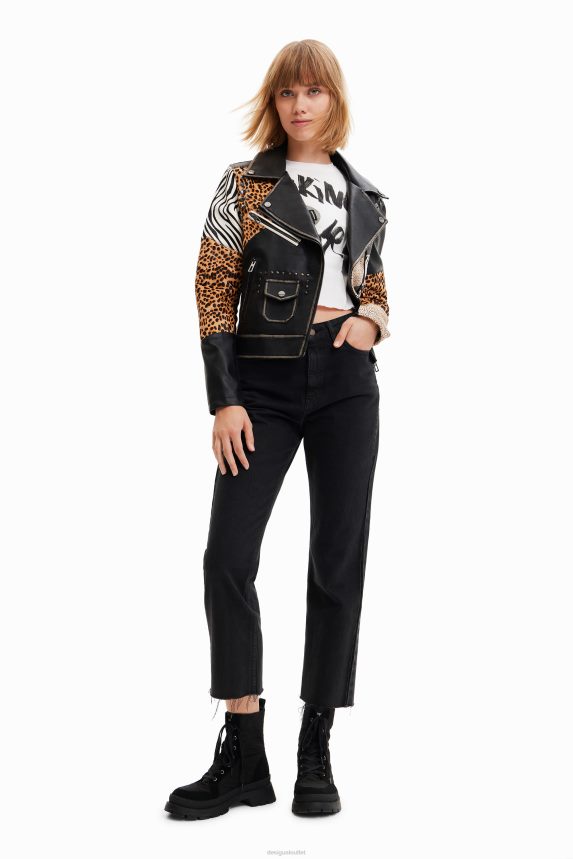 Women DesigualAnimal print biker jacket Clothing 68X240246