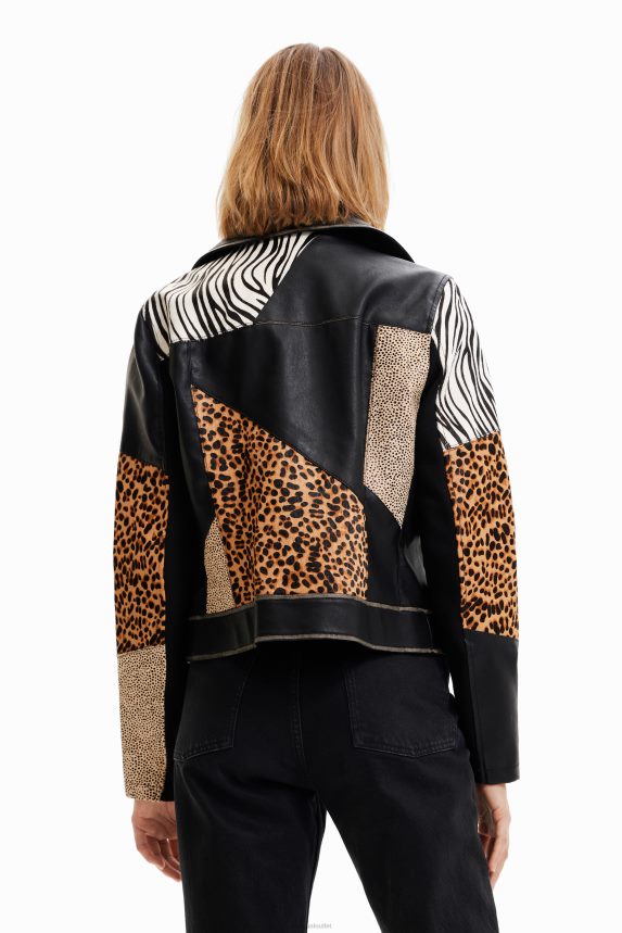 Women DesigualAnimal print biker jacket Clothing 68X240246