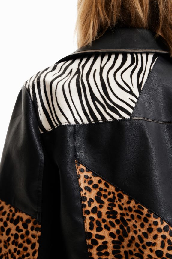 Women DesigualAnimal print biker jacket Clothing 68X240246