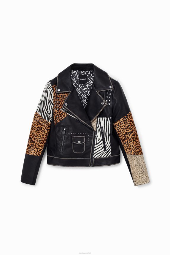 Women DesigualAnimal print biker jacket Clothing 68X240246