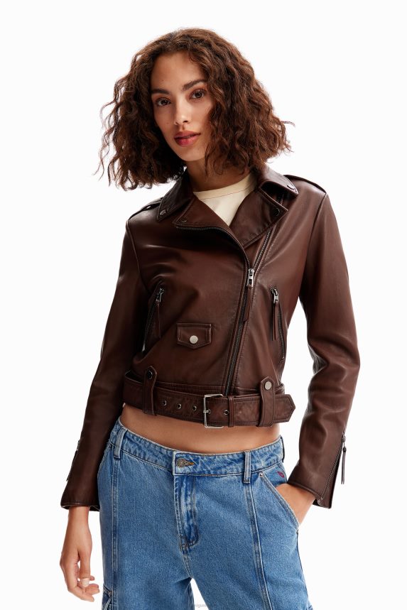 Women DesigualBelted biker jacket Clothing 68X2401169