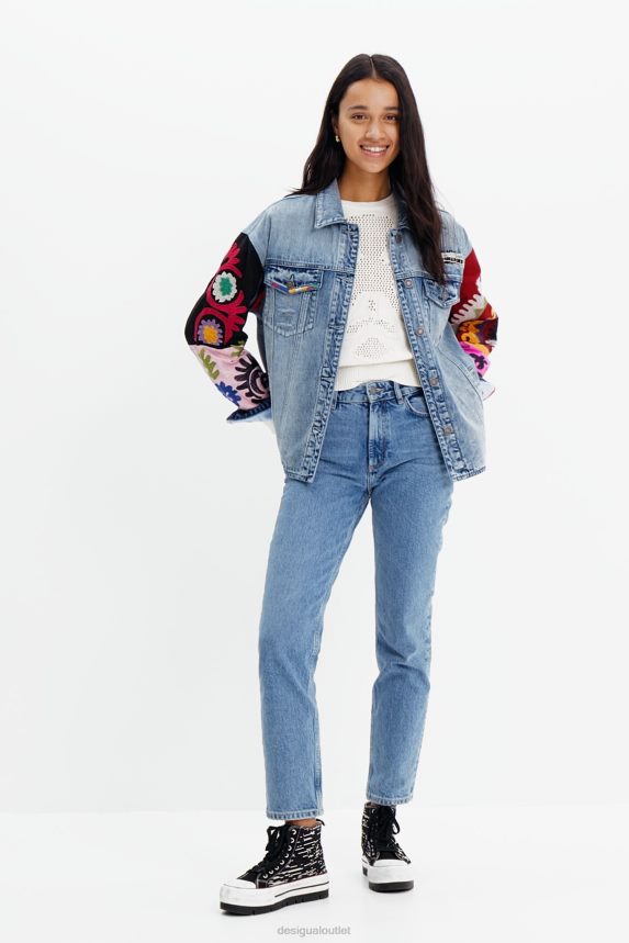 Women DesigualEmbroidered denim trucker overshirt Clothing 68X240928