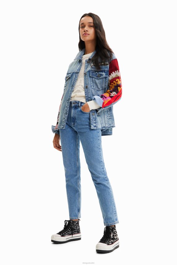 Women DesigualEmbroidered denim trucker overshirt Clothing 68X240928