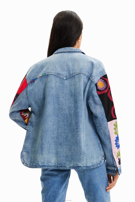 Women DesigualEmbroidered denim trucker overshirt Clothing 68X240928