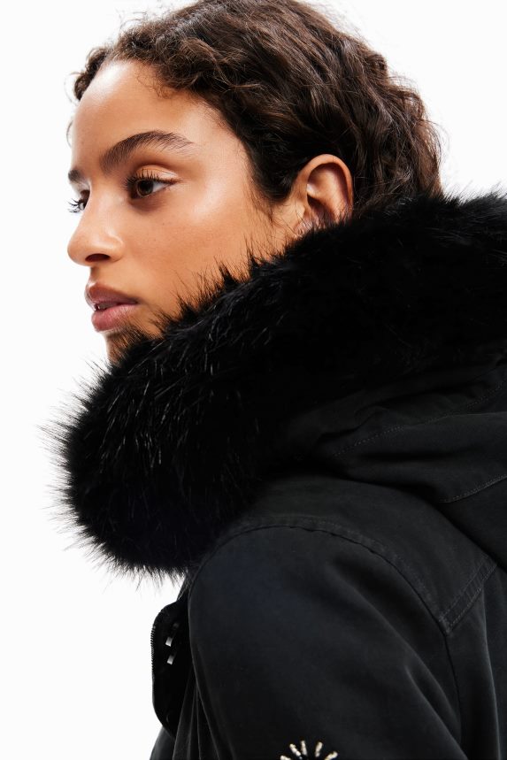 Women DesigualEmbroidered hooded parka Clothing 68X240175