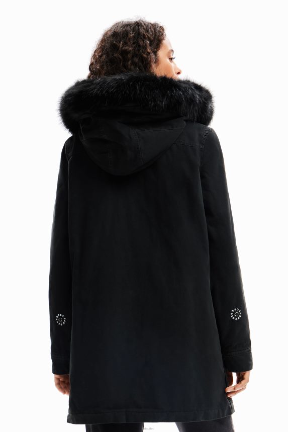 Women DesigualEmbroidered hooded parka Clothing 68X240175