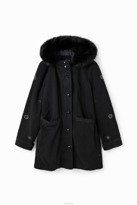 Women DesigualEmbroidered hooded parka Clothing 68X240175