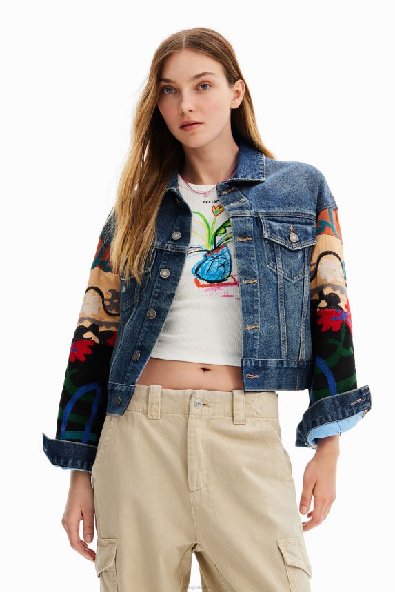 Women DesigualEthnic denim trucker jacket Clothing 68X240289