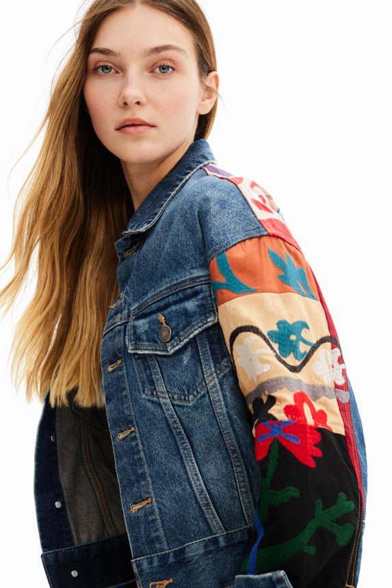 Women DesigualEthnic denim trucker jacket Clothing 68X240289