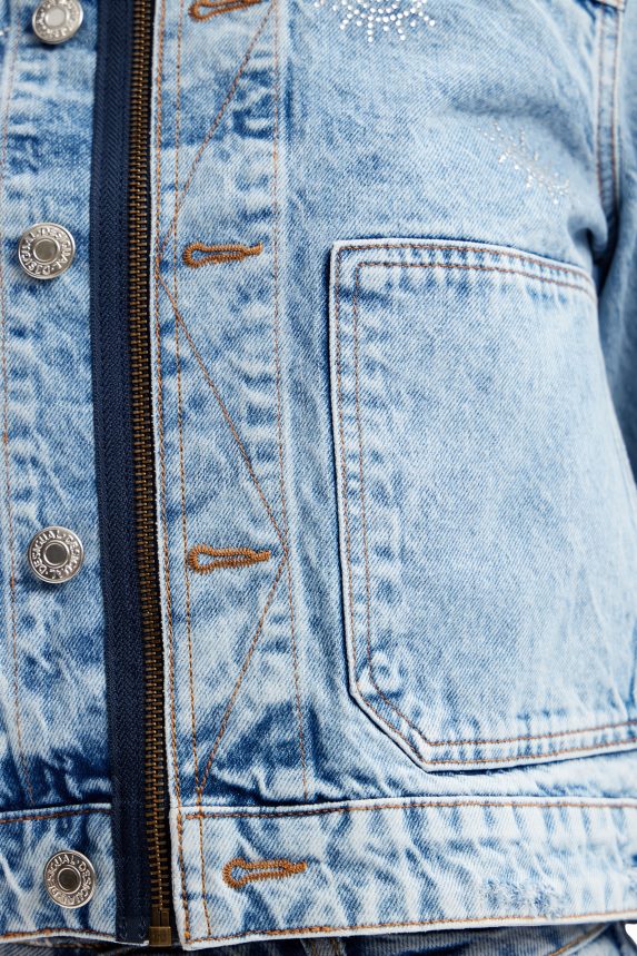 Women DesigualEyes denim trucker jacket Clothing 68X240427