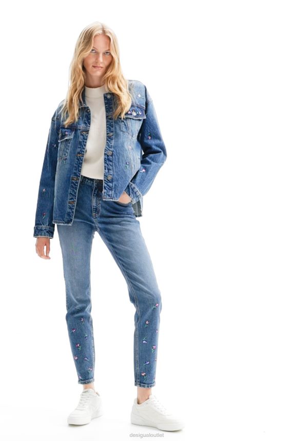 Women DesigualFloral denim trucker jacket Clothing 68X240239