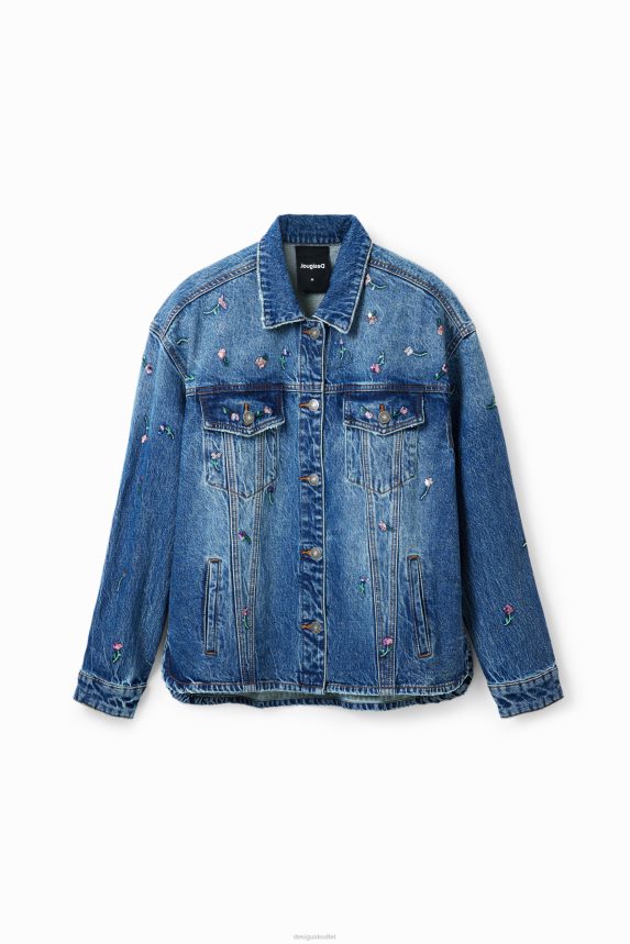 Women DesigualFloral denim trucker jacket Clothing 68X240239