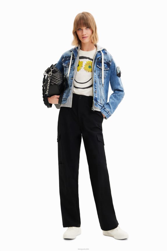 Women DesigualHooded denim trucker jacket Clothing 68X240306