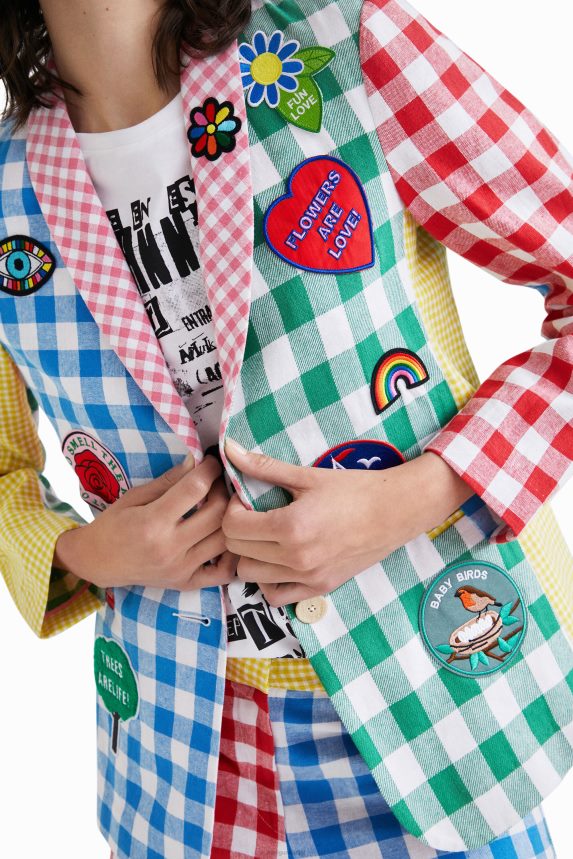 Women DesigualJohnson Hartig check patchwork blazer Clothing 68X2401060