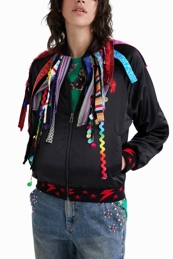 Women DesigualJohnson Hartig ribbon bomber jacket Clothing 68X240819