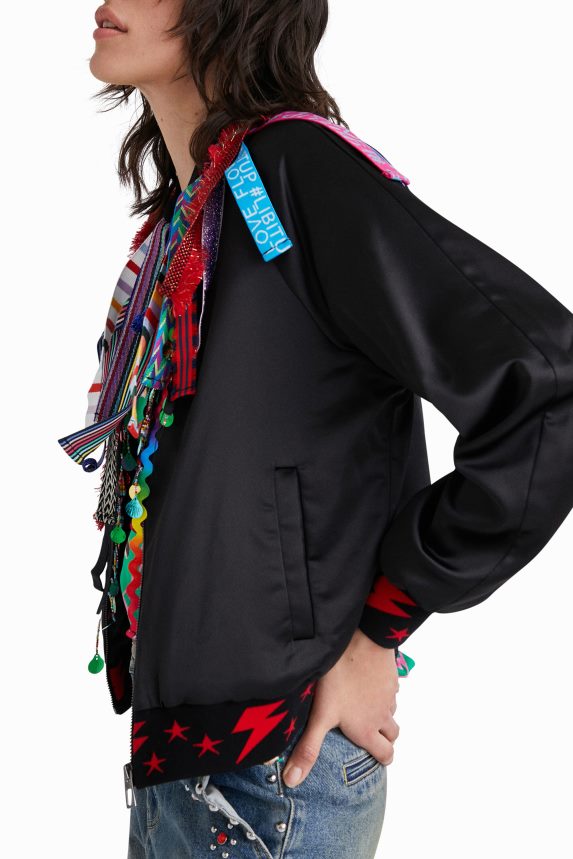 Women DesigualJohnson Hartig ribbon bomber jacket Clothing 68X240819