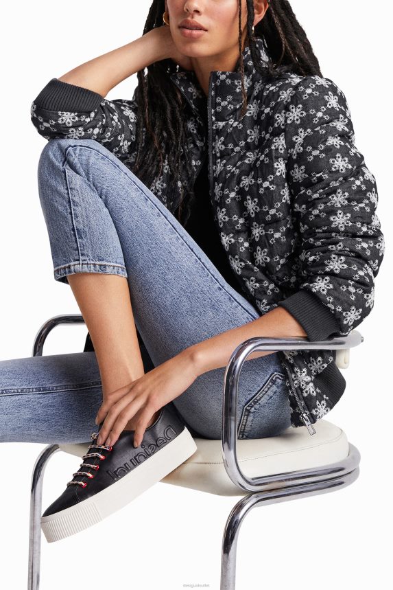 Women DesigualLace quilted jacket Clothing 68X2401045