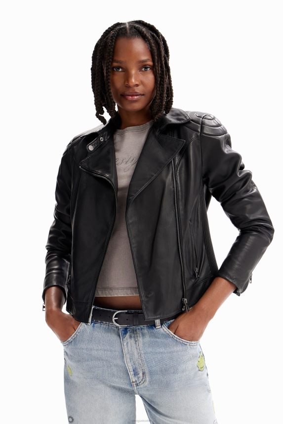 Women DesigualLeather-effect biker jacket Clothing 68X2401140