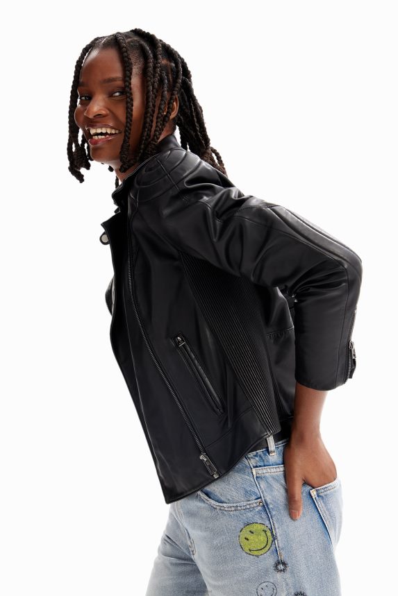 Women DesigualLeather-effect biker jacket Clothing 68X2401140