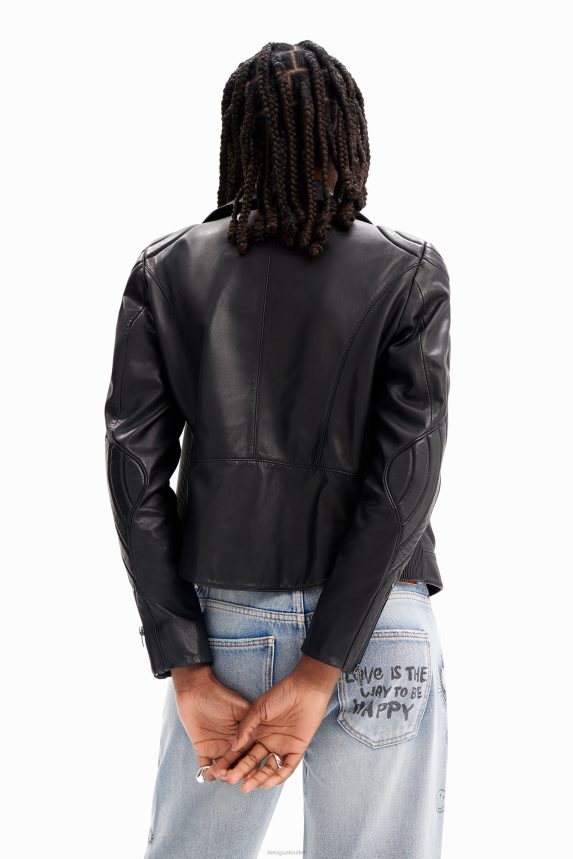 Women DesigualLeather-effect biker jacket Clothing 68X2401140