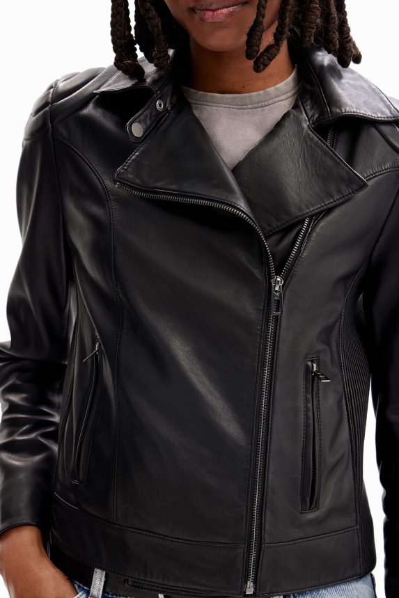 Women DesigualLeather-effect biker jacket Clothing 68X2401140