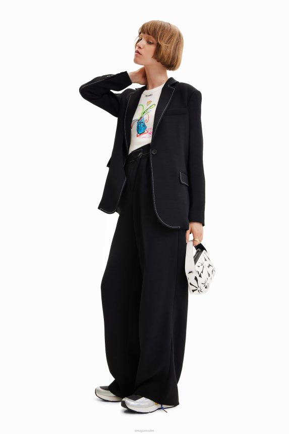 Women DesigualLong blazer with stitching Clothing 68X240913