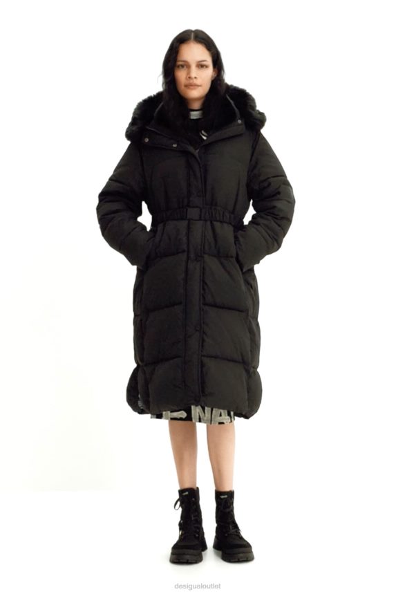 Women DesigualLong padded coat with belt Clothing 68X240743