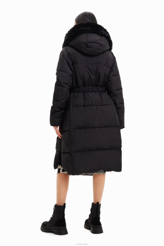Women DesigualLong padded coat with belt Clothing 68X240743