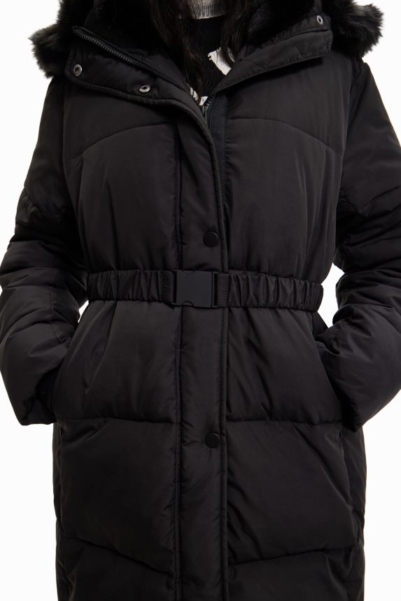 Women DesigualLong padded coat with belt Clothing 68X240743