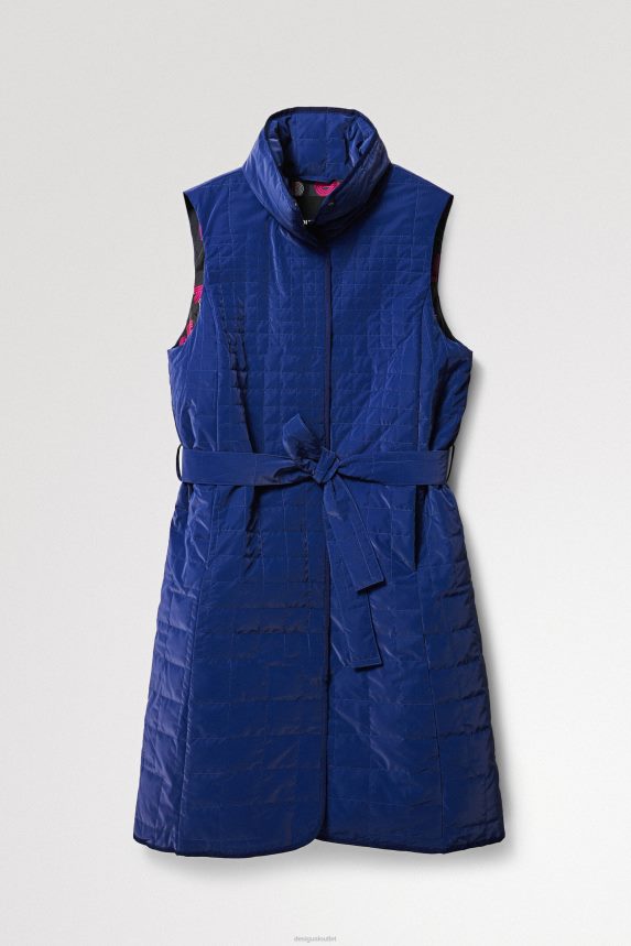 Women DesigualLong quilted gilet Clothing 68X2401067