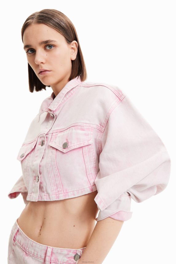 Women DesigualMaitrepierre cropped denim jacket Clothing 68X240771