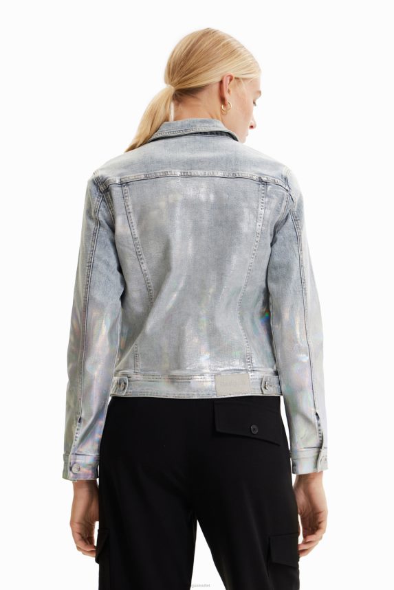 Women DesigualMetallic denim trucker jacket Clothing 68X240865