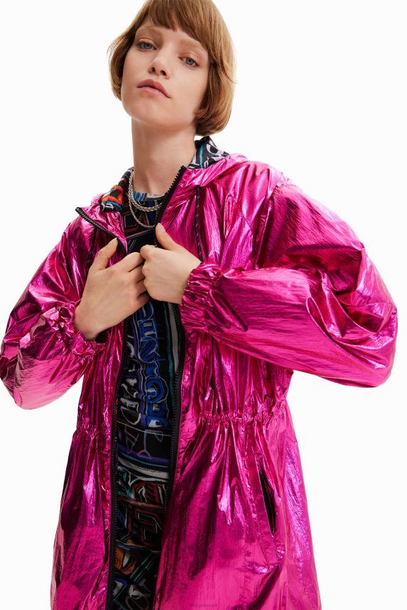Women DesigualMetallic hooded parka Clothing 68X240436