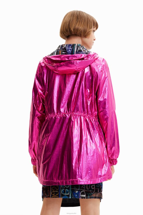 Women DesigualMetallic hooded parka Clothing 68X240436