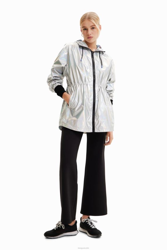 Women DesigualMetallic hooded parka Clothing 68X240447