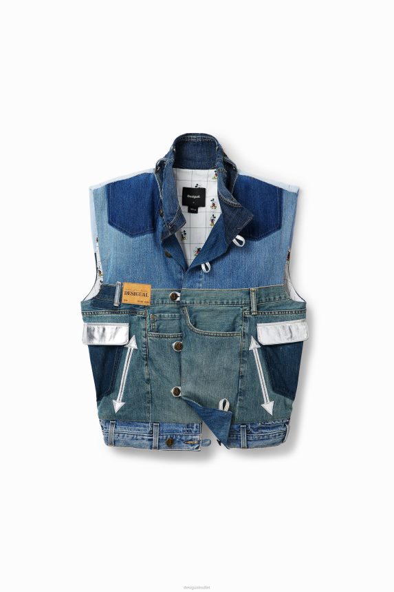 Women DesigualMickey Mouse Icon denim vest - White Clothing 68X240975