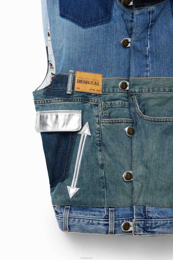 Women DesigualMickey Mouse Icon denim vest - White Clothing 68X240975